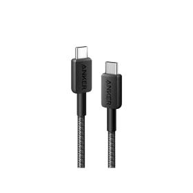 كابل أنكر 322 USB-C إلى USB-C (طول 6 أقدام، مضفر) أسود