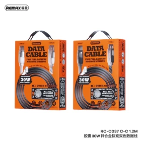 Capsule series 30W Zinc Alloy Dual-color Fast Charging Data Cable RC-C037 C-C