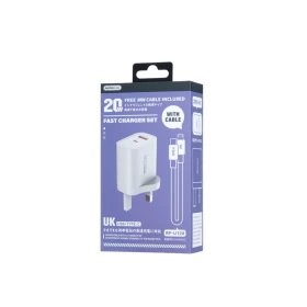 طقم شاحن ريماكس ٢٠ واط A+C وكابل C-L RP-U120